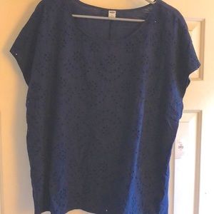 NWT Old Navy sz XL navy blue cotton eyelet top